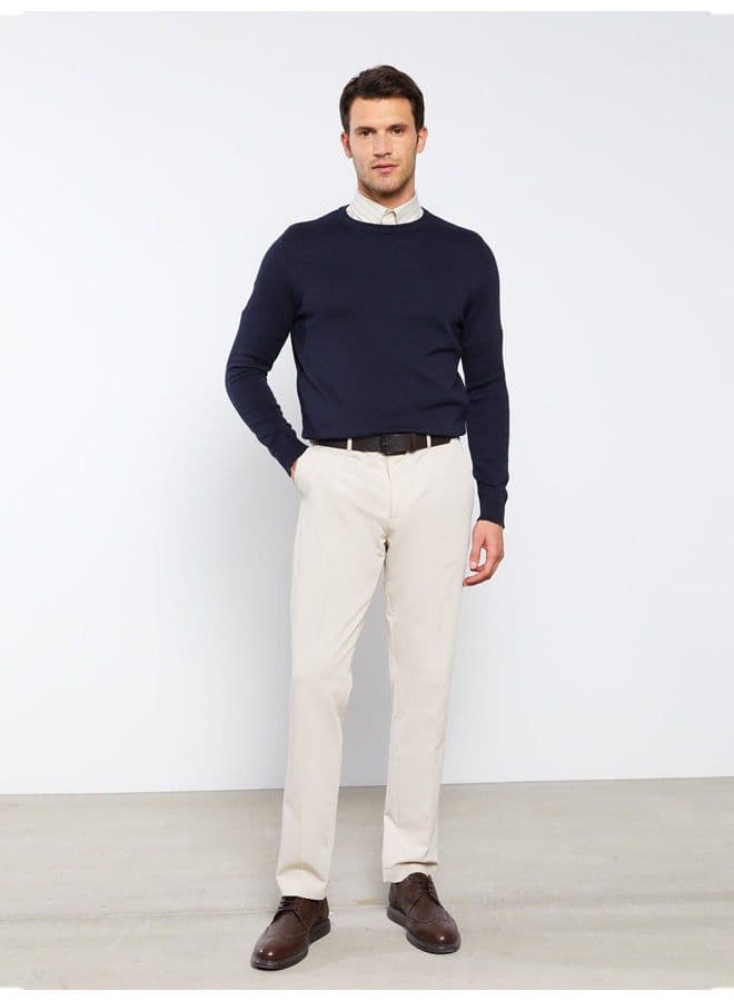 Crew Neck Long Sleeve Men's Knitwear Sweater - 2