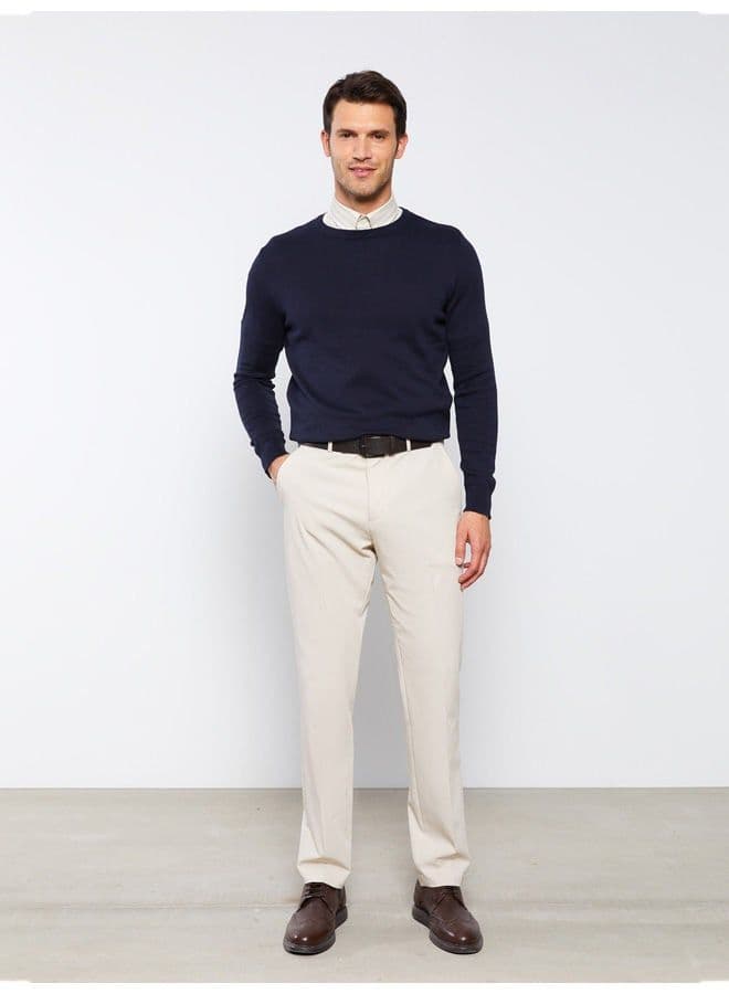 Crew Neck Long Sleeve Men's Knitwear Sweater - 3