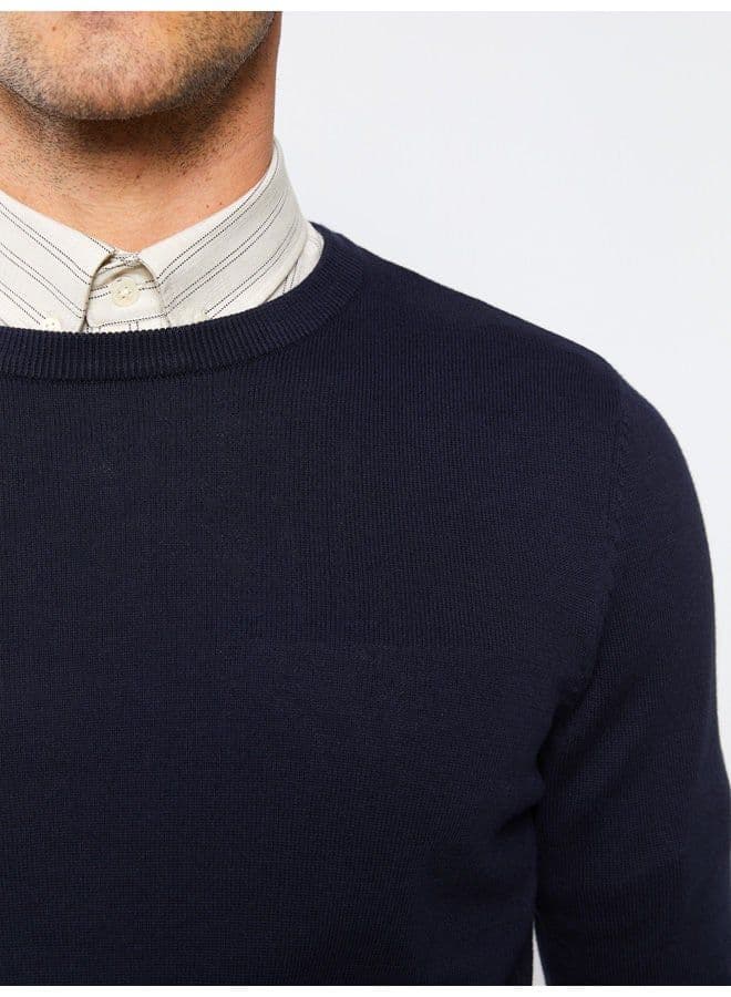 Crew Neck Long Sleeve Men's Knitwear Sweater - 6