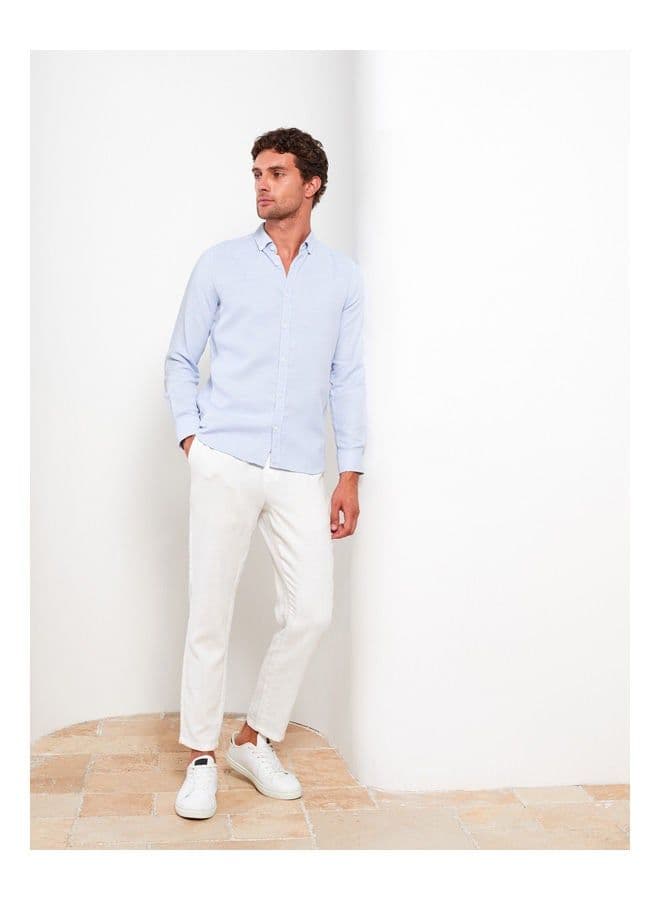 Slim Fit Long Sleeve Dobby Men's Shirt - 3