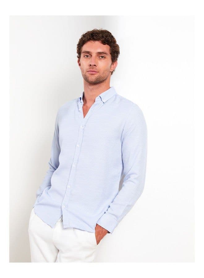 Slim Fit Long Sleeve Dobby Men's Shirt - 2