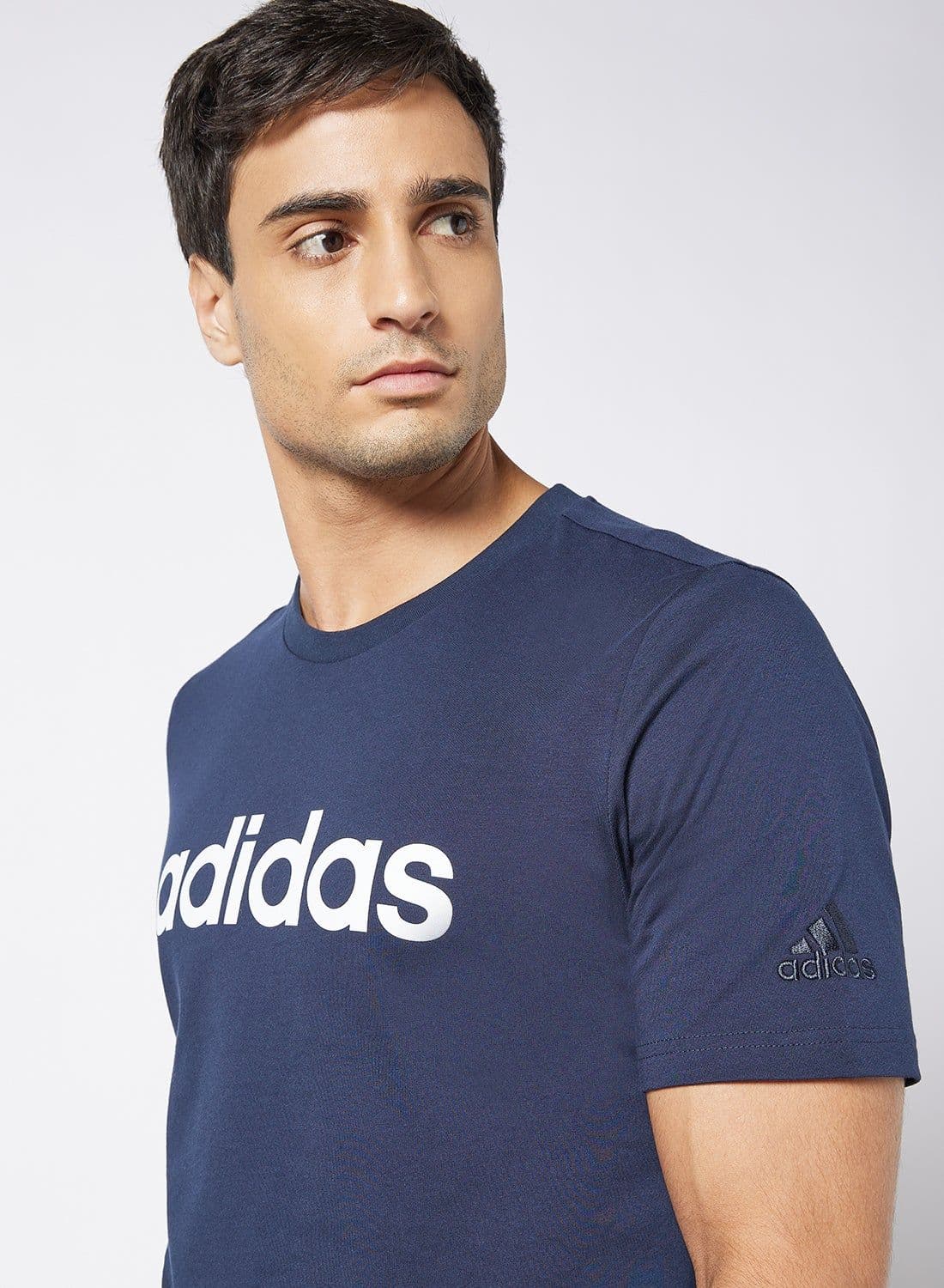 Essentials Embroidered Linear Logo T-Shirt Navy - 4